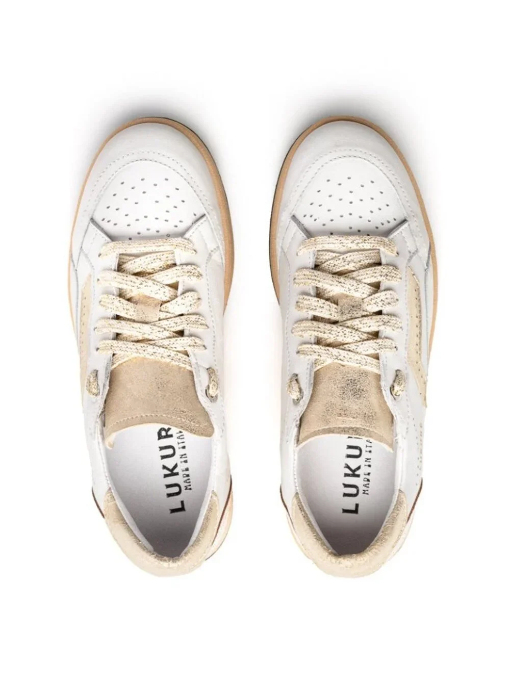 LUKURE Vintage Pale White Gold Sneakers Women's EU 38